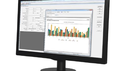 METRIQ report manager on an angled monitor