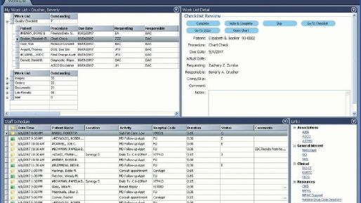 Screenshot of the MOSAIQ work list screen