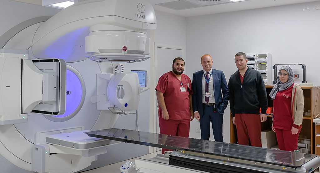 Members of the radiotherapy treatment team at Augusta Victoria Hospital