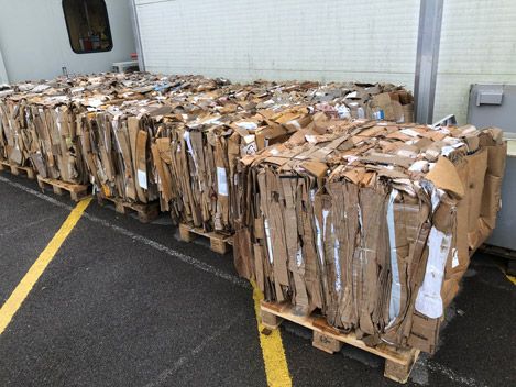 Baled cardboard destined for recycling - not a landfill!