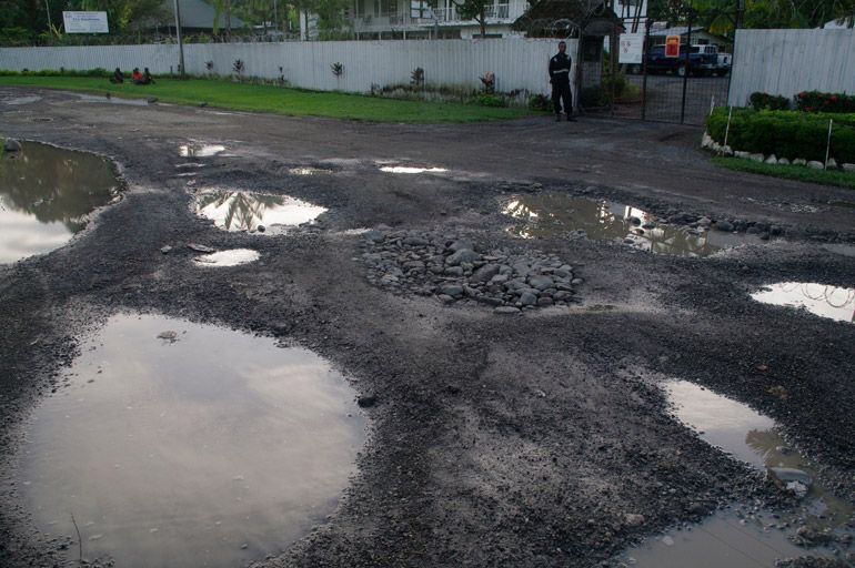 Typical road surface in Papua New Guinea