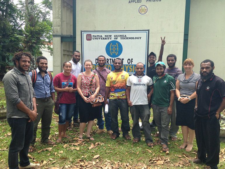 Cath Beaufort (second from right) with Unitech students