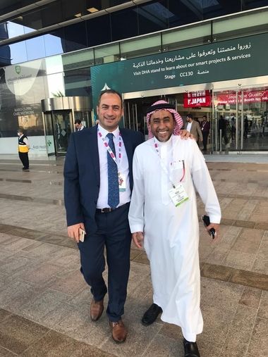 Dr. Bamajboor (right) and Muammar Aljunaidi, Senior Business Line Manager at FMS at Arab Health