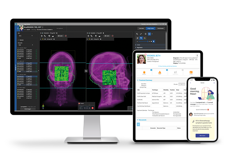 Elekta's Oncology Software suite presented on multiple devices
